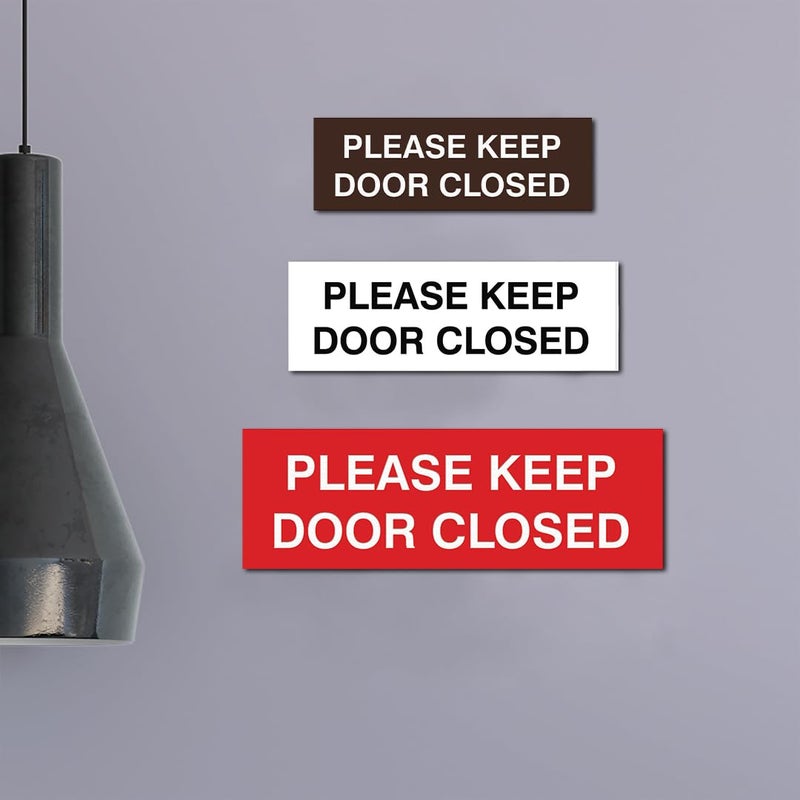 All Quality Basic Please Keep Door Closed Wall or Door Sign - Double-Sided Adhesive Foam Tape | Durable Material | Ensure Safety and Privacy (Black) - Large (1 Pack) - Image 2